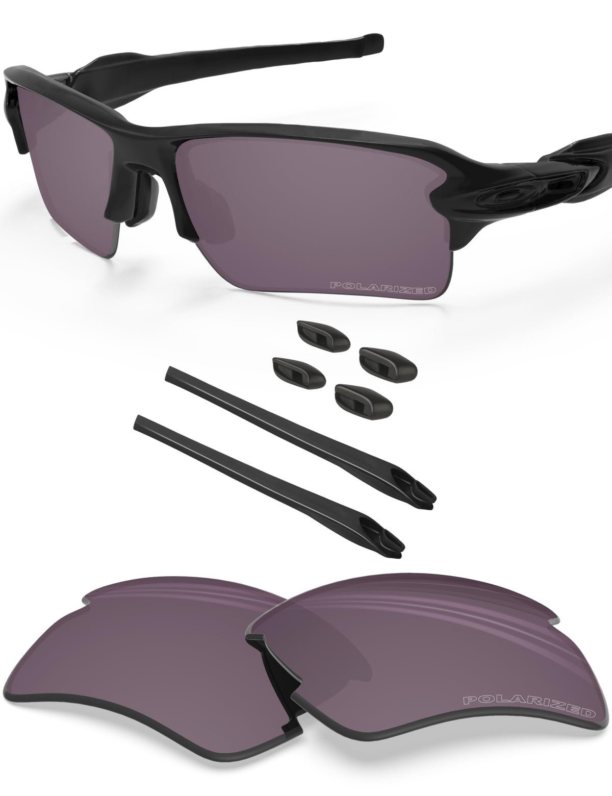 BLAZERBUCK Polarized Replacement Lenses for Oakley Flak 2.0 XL OO9188 - Grey Iridium