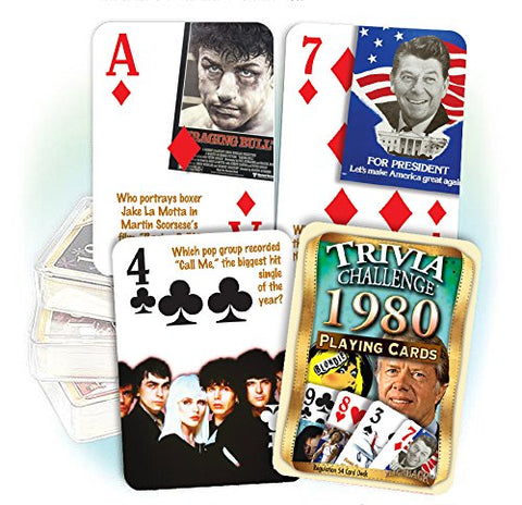 Flickback 1980 Trivia Playing Cards for Birthday or Anniversary