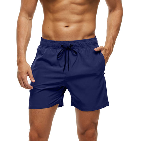2 in 1 Gym Shorts for Men Athletic Workout Running Bike Sport Hiking Golf Lounge Clothes Swimming Trunks Swim Board Casual Summer Beach(M, Navy Blue)