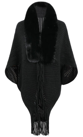 Maeau - Poncho Cape Wraps Ladies Shawl Oversized Knitted Cardigans Sweater Jumper Hooded Poncho Cape Cloak Womens Cape Shawl Wrap