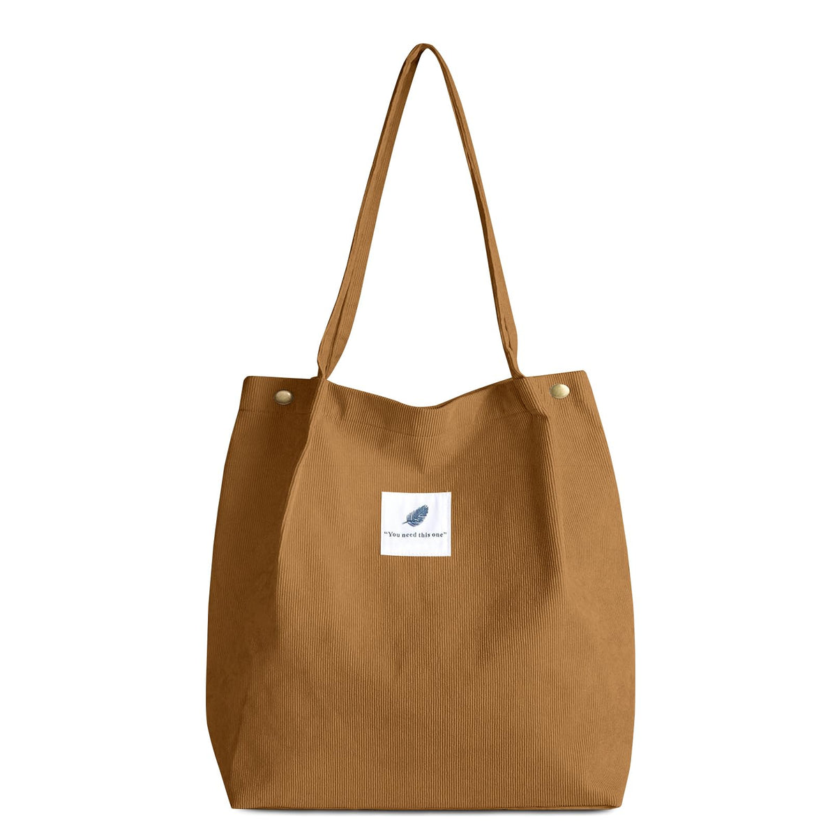 FITDON Corduroy Totes Bag, Shoulder Handbags for Women Girls Big Capacity Shopping Bag with Inner Pocket - Brown