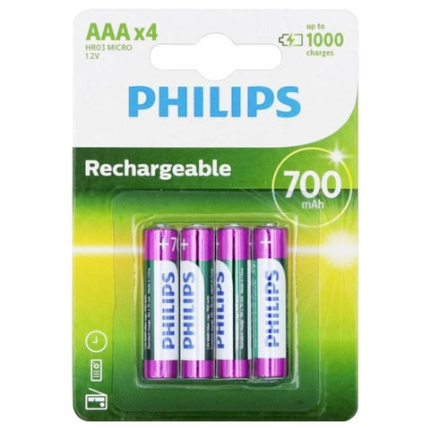 Philips Rechargeable Battery AAA - 700mAh (4 Batteries)