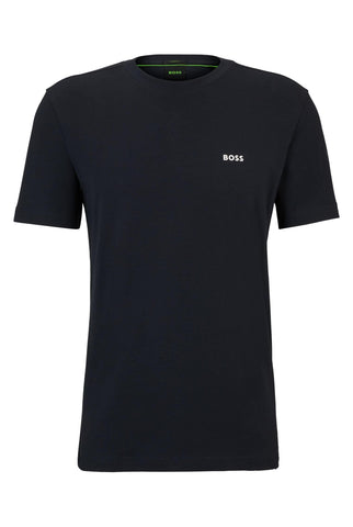 BOSS Mens Tee Regular-fit T-Shirt in Stretch Cotton with Contrast Logo