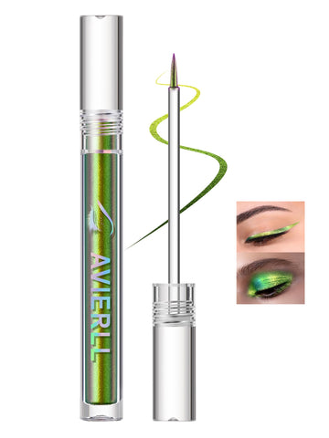 Easilydays Shimmer Liquid Eyeliner Pencil, Chameleon Green Colored Satin Eye Liner, Metallic Multi-Reflective Finish Eyeliners Waterproof Smudge-proof Longwearing Ultra-Fine Tip Eyeliner Pen (03)