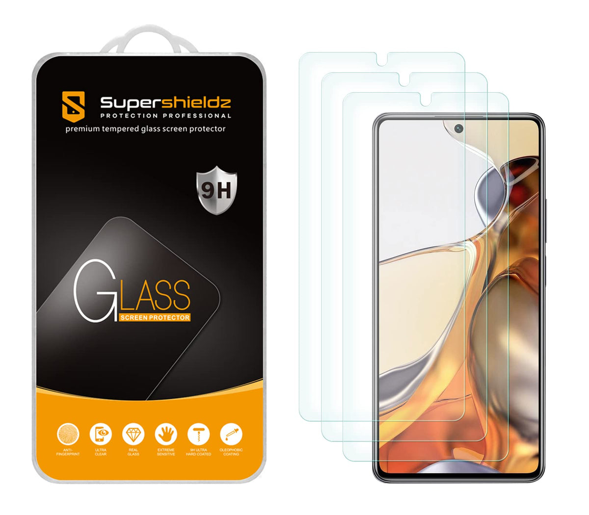 Supershieldz (3 Pack) Designed for Xiaomi 11T 5G and Xiaomi 11T Pro 5G Tempered Glass Screen Protector, Anti Scratch, Bubble Free