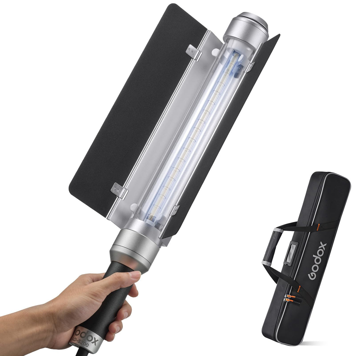 Godox AD-S200 Stick Flash Head 5800K for AD200 and AD200Pro Pocket Flashes, 200Ws High Power Tube Light with Barndoor for Outdoor Portrait Shooting and Wedding Shooting