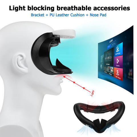 (1 Set) Orzero Active Air Circulation Facial Interface Compatible for Quest 2, Cooling Fan Relieve Lens Fogging and Hot Air Replace Silicone Face Pad VR Accessories