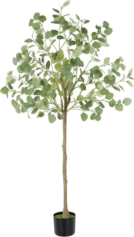 Artificial Eucalyptus Tree,5FT Big tall Fake Plants, Artificial Eucalyptus Silk Plants Indoors in Pots, Faux Tropical large artificial plant suitable for Home Office Living Room outdoors Decor 150cm