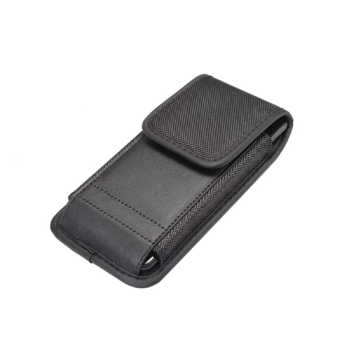 DFV mobile - Belt Case Cover with Card Holder in Leather and Nylon Vertical for Sharp Leica Phone 2 (2022) - Black
