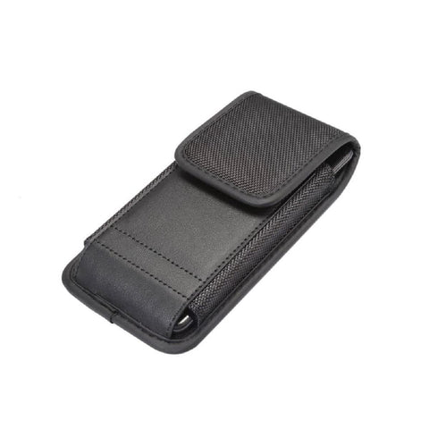 DFV mobile - Belt Case Cover with Card Holder in Leather and Nylon Vertical for Sharp Leica Phone 2 (2022) - Black