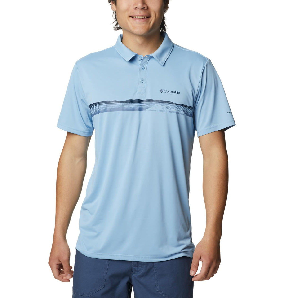 Columbia Men's Hike Novelty Polo, Jet Stream, 1X Big
