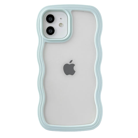 Caseative for iPhone 12 Case, Cute Curly Wave Frame Shape Shockproof Soft Compatible with iPhone Case (Green,iPhone 12)