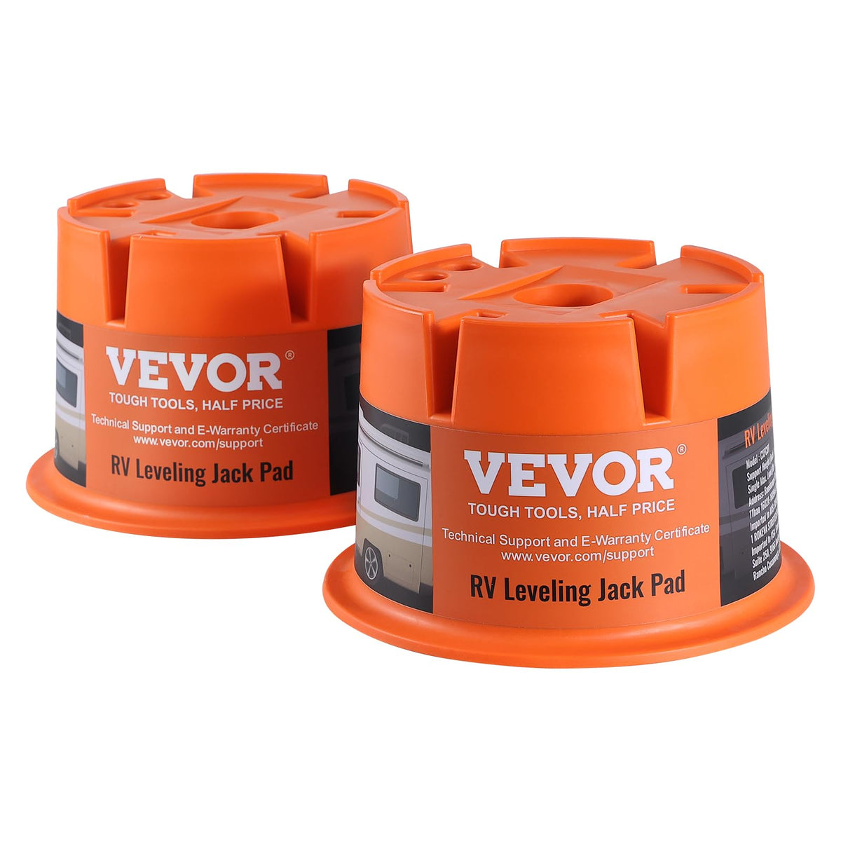 VEVOR Trailer Jack Block, 2000 lbs Capacity per RV Leveling Block, Polypropylene RV Camper Stabilizer Blocks, RV Travel Accessories Use for Any Tongue Jack, Post, Foot, 5th Wheels, 2-Pack