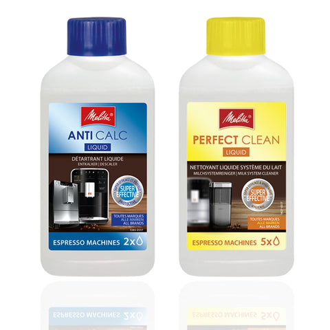 1 x Melitta Perfect Clean Liquid 250ml + 1x Melitta Anti Calc Coffee Machine Descaler Liquid 250ml