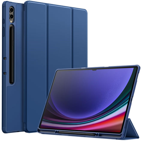 JETech Case for Samsung Galaxy Tab S10 Ultra/Tab S9 Ultra 14.6 Inch with S Pen Holder, Soft TPU Tri-Fold Stand Protective Tablet Cover, Support S Pen Charging, Auto Wake/Sleep (Navy)