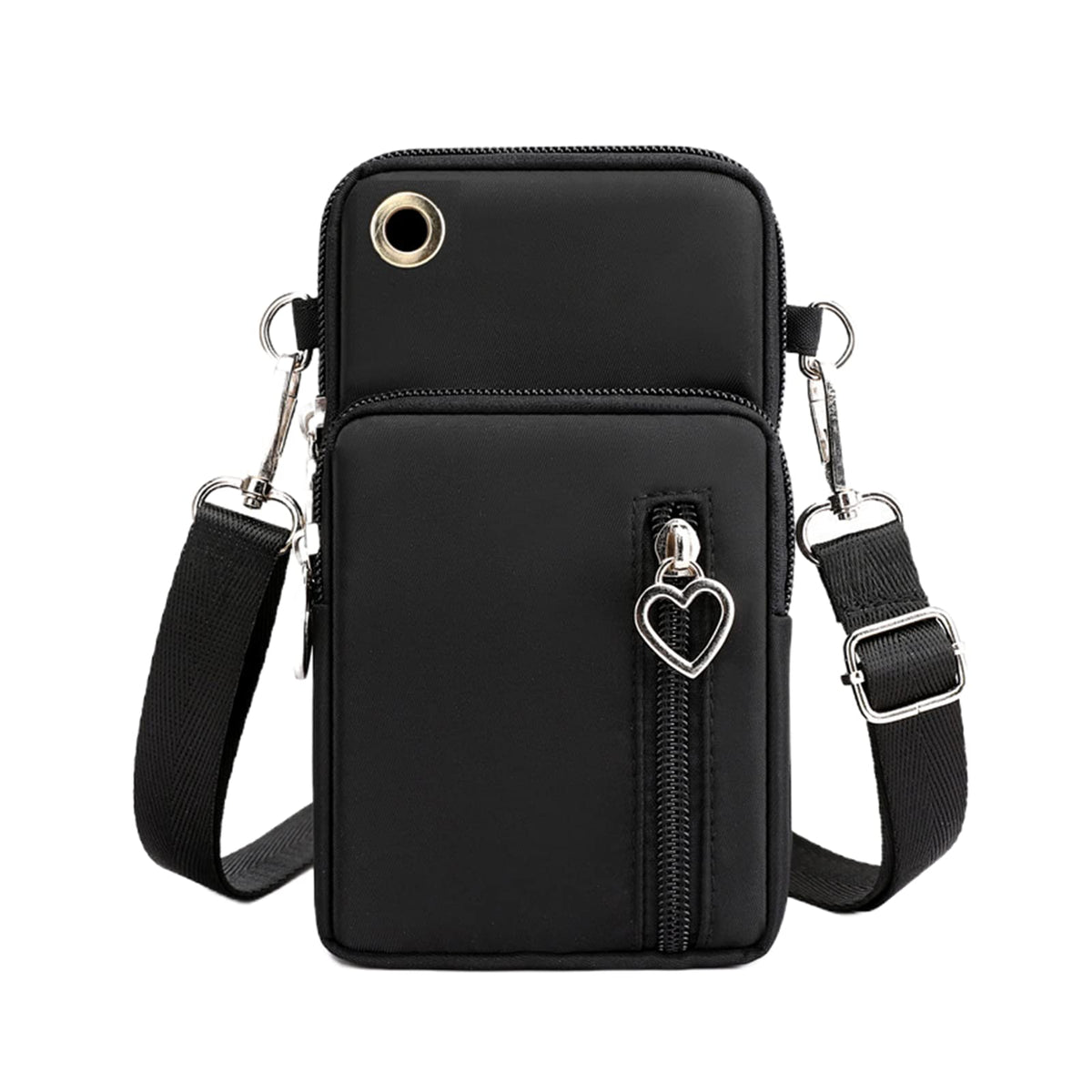 JUMISEE 3-Layers Crossbody Bag Cellphone Pouch Armband Wallet Nylon Smartphone Purse with Earphone Hole