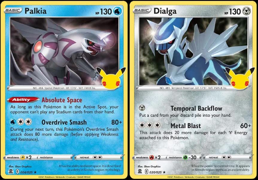 Dialga & Palkia - Pokemon Celebration Card Lot - Legendary Holo Foil - 020/025 & 004/025