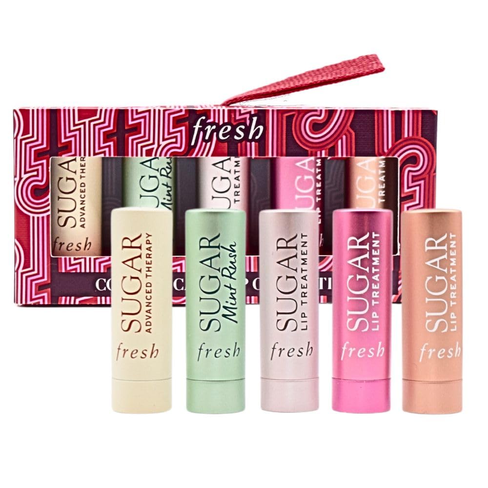 Fresh Color & Care Lip Collection Holiday Gift Set:: Tinted Lip Balms in Sugar RosÃƒÂ©, Honey, Bloom, Sugar Advanced Therapy, Mint Rush Lip Treatment