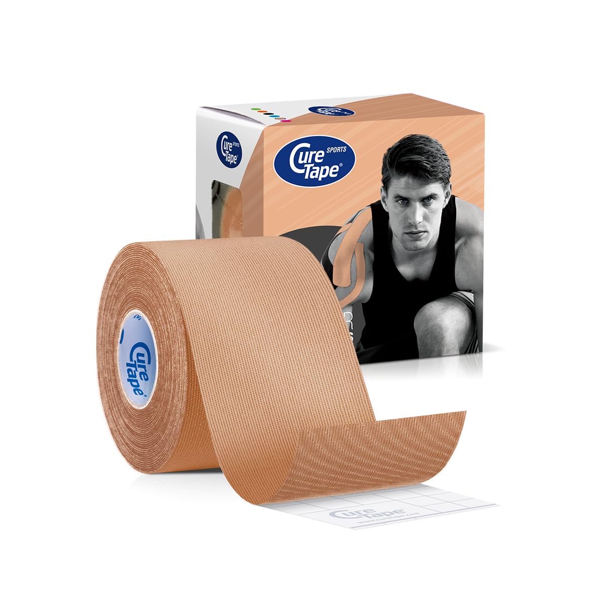CureTape Sports | Kinesiology Tape for Muscle & Joint Pain | Elastic Therapeutic Tape | Waterproof Athletic Tape | Medical K Tape | 30% Stronger Adhesion | Beige | 2inx16ft | (Pack of 1)