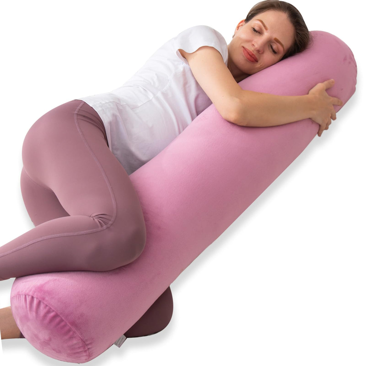 1 MIDDLE ONE Bolster Pillow for Bed, Long Round Body Pillow for Adults with Removable Velvet Cover, Decorative Tube Roll Cylinder Pillow, 47 x 7.87 Inch, Light Purple