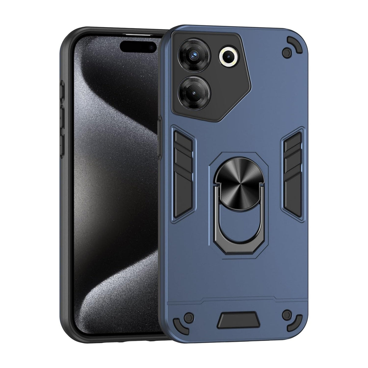 MUDASANQI Phone Case for Tecno Camon 20 Pro 5G 2023 with Ring Stand and Shock Absorption, for Tecno Camon 20 Pro 5G 2023 Case Dual Layer Protection in PC and TPU, Military Grade Drop Protection(Blue)