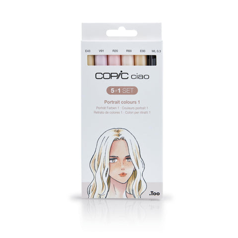 Copic Ciao Coloured Marker Pen - 5+1 Set Portrait 1, For Art & Crafts, Colouring, Graphics, Highlighter, Design, Anime, Professional & Beginners, Art Supplies & Colouring Books