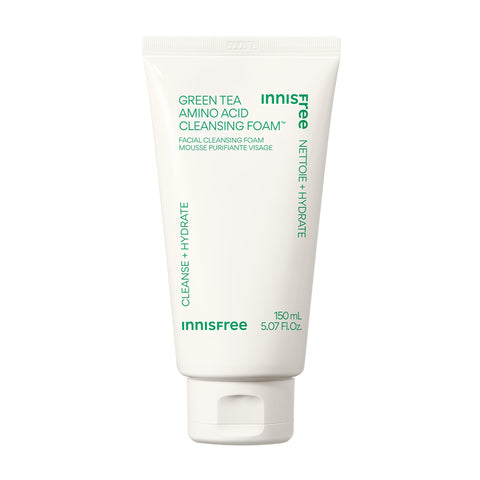 innisfree Green Tea Amino Acid Cleansing Foam, Sulfate Free, Korean Hydrating Face Cleanser with Gentle Foam