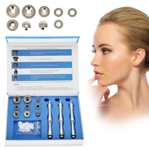 Diamond Peeling Tips, Replacement Diamond Skin Grinding Tips with Handle Stainless Steel Filter Set Beauty Machine Set