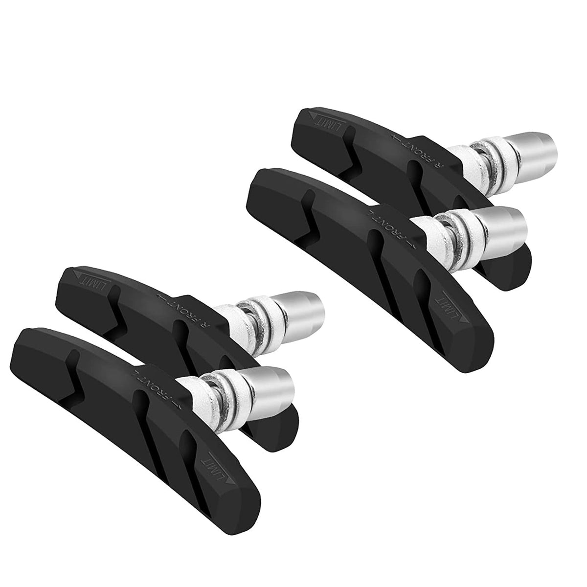 2 Pairs Bicycle Brake Pads Brake Shoes Set for V-Brakes - 4 Pieces Brake Shoes Suitable for Front & Rear Wheel - Premium Brake Rubber for Maximum Braking Power & Durability