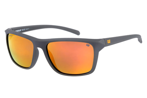 Caterpillar 8012 Men's Polarized Square Sunglasses, Rubberized Matte Grey, 58 mm