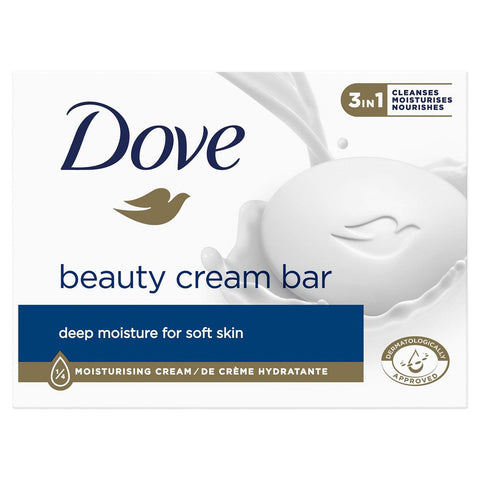 Dove Orginal Beauty Cream Bar 3 in 1 Cleanses, Moisturises and Nourishes Sulphate-Free Bath Soap for Soft and Smooth Skin, Suitable for Daily Use, 8x90g