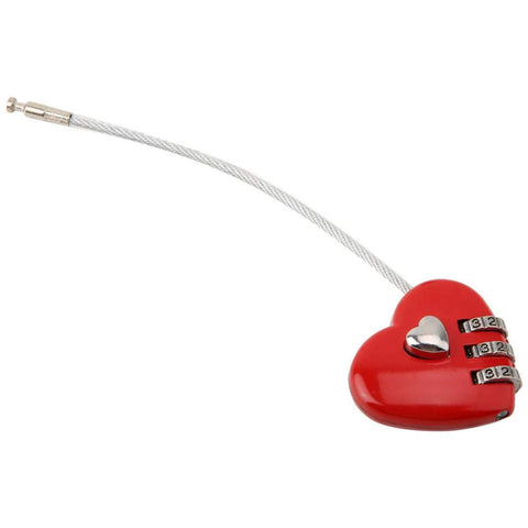 Code Padlock, Couple Padlock, Mini Portable Durable Heart Shaped Hall Locker for Luggage Backpack Jewelry Box(red)