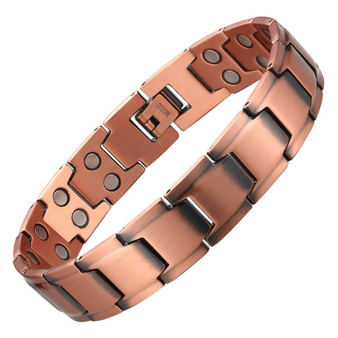 MagEnergy Copper Magnetic Bracelets for Men Double Row Strength Magnets with Removal Tool and Gift Box (Copper)