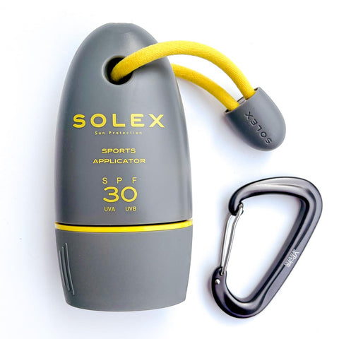 Solex Sports Sun Cream SPF 30 for Outdoor Sports, Golf, Tennis, Cricket - Easy Application Body and Face Sunscreen - Suncream Factor 30 with Shea Butter - Sunblock with Applicator, Mirror & Carabiner