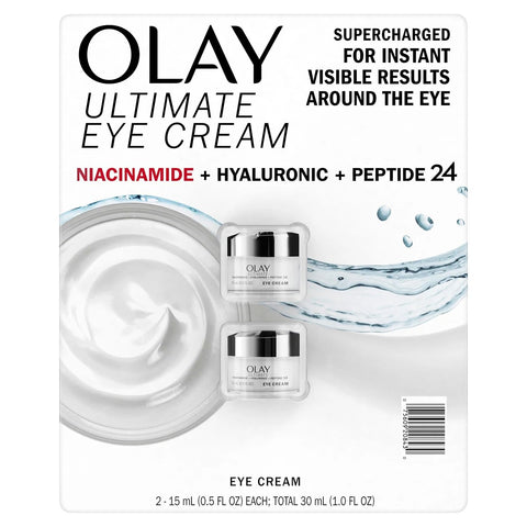 Olay Ultimate Niacinamide + Hyaluronic + Peptide Eye Cream, 0.5 Fl Oz (2 Pack)