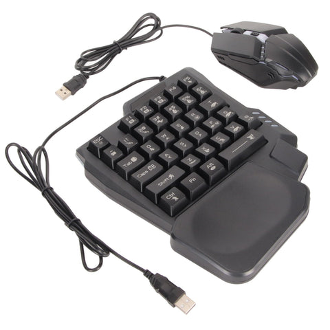 Half Hand Gaming Keyboard and Mouse Combo, Wired Mechanical RGB LED Backlit Half Keyboard, with Wired Gaming Mouse Converter, for Android Harmony iOS