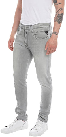 Replay men's jeans with power stretch, gray (Light Gray 095), 34W / 30L