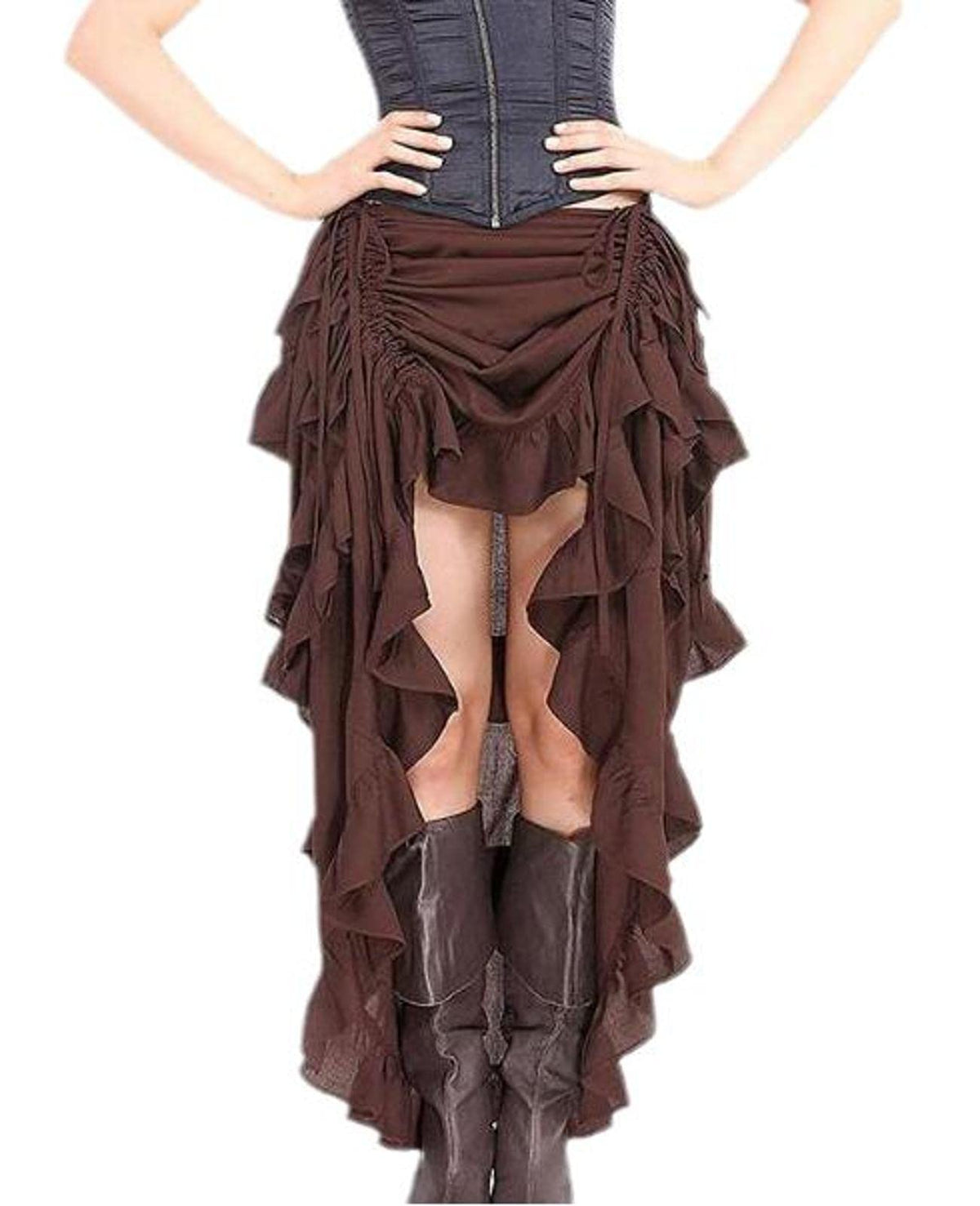 Women's Pirate Skirt Irregular Hem Ethnic Dance Modern Dance Hip Hop Skirt Stage Performance Skirt Brown 4XL