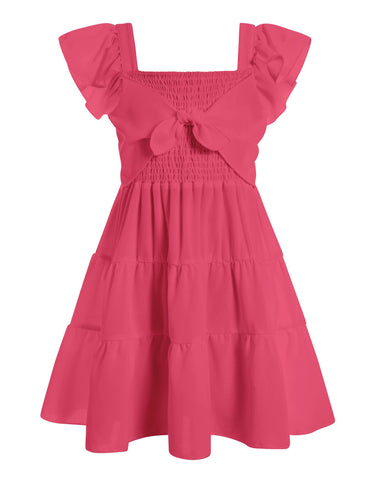 Ahegao Hot Pink Dresses for Girls 5-6 Years Old Cute Birthday Party Twirling Layered Ruffle Sleeveless Kids Vintage Dress up Kid Summer Child Colthes