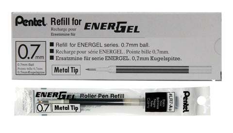 Box of 12 x PENTEL Energel 0.7mm Refill Metal Tip LR7 - Fits Energel Xm, BL77/BL57/BL37 - Black Ink