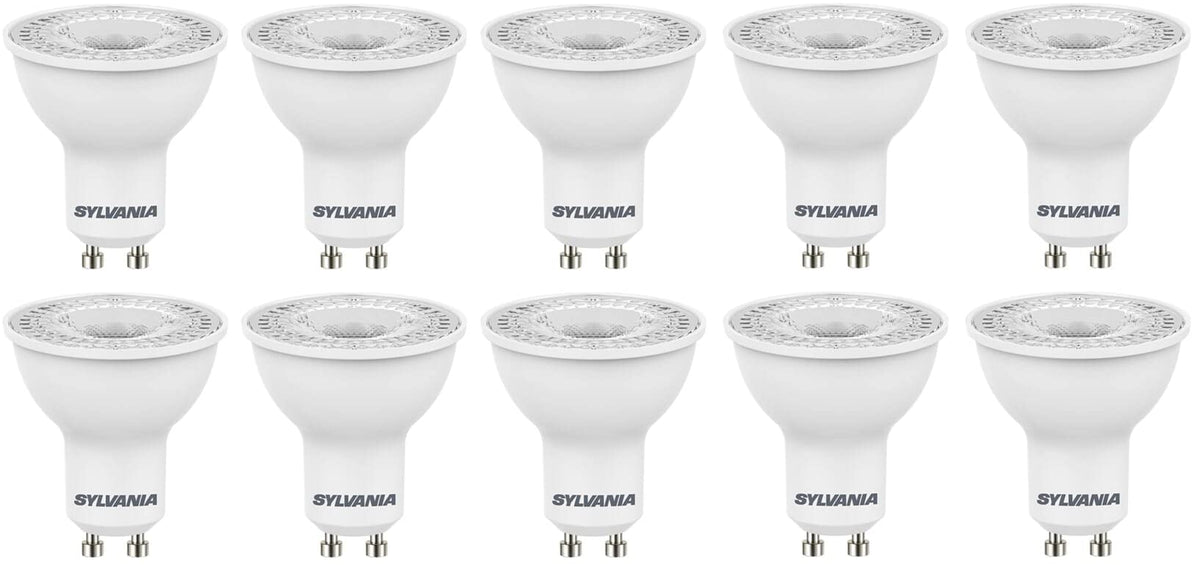 Sylvania GU10 Clear LED Light Bulbs, GU10, 5W, 345 Lumens, Warm White 3000K - 10 Pack