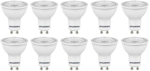 Sylvania GU10 Clear LED Light Bulbs, GU10, 5W, 345 Lumens, Warm White 3000K - 10 Pack