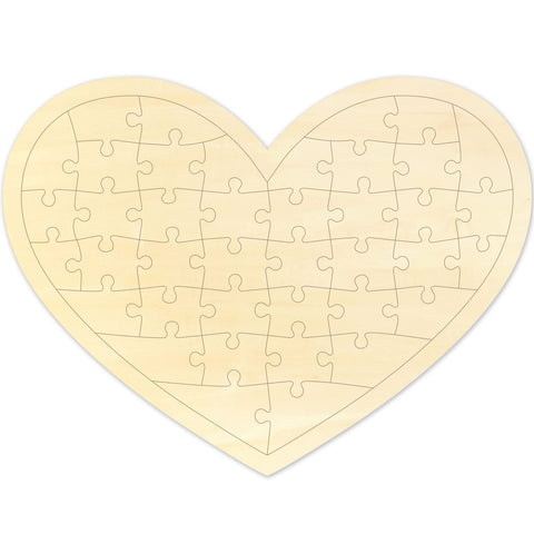 Blank Puzzle Heart Shape with 40 Pieces, Blank Heart Wooden Jigsaw Puzzle with Puzzle Tray for Crafts & DIY, Custom Puzzle 11.2x8.4 Inches 1 Pack