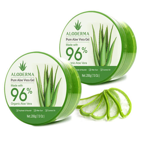 Aloderma Organic Aloe Vera Gel for Face Made within 12 Hours of Harvest, 96% Pure Aloe Vera Gel for Skin, Scalp, & Hair, Soothing Aloe Face Moisturizer, Multipurpose Skin Care, Hydrating Aloe Gel, 7oz