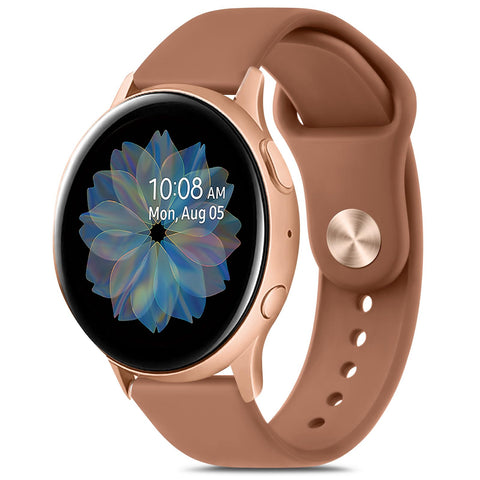 Meliya Bands Compatible with Samsung Galaxy Watch Active 2 Band 40mm 44mm, Galaxy Watch Active Bands, 20mm Soft Silicone Sport Replacement Strap for Galaxy Watch Active 2 Band Women Men (Brown)