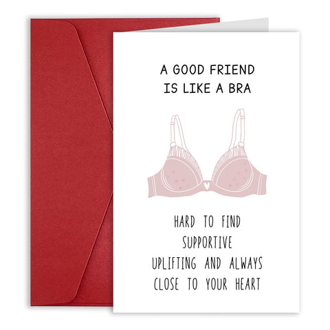 Funny Best Friend Birthday Card for Her, Female Birthday Card for BBF Sister Women, Best Friend Card Friendship Card bosom friend Cards Gift for Her - A Good Friend Is Like A Bra