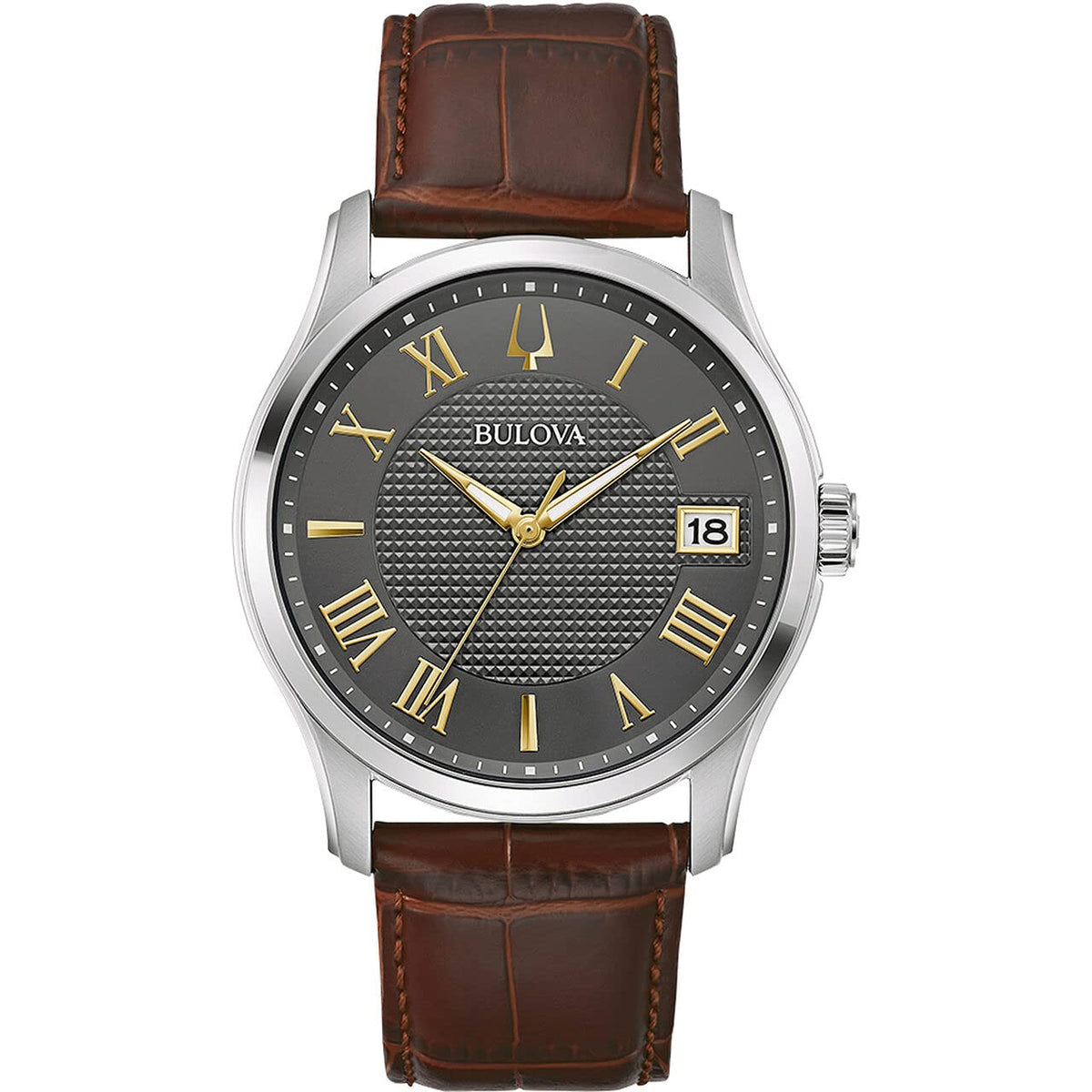 Bulova Men Analog Quartz Watch with Leather Strap 96B389
