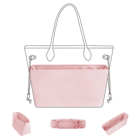 DGAZ Purse Organizer Insert Fits LV Neverfull Mini/PM/MM/GM Bags?Silk Bag Organizer?Luxury Handbag & Tote Shaper?MM, Pink?