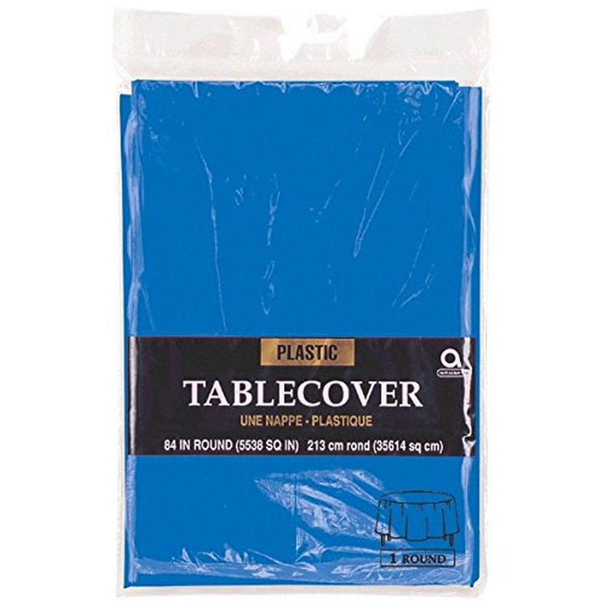 Amscan Round Plastic Party-tablecovers, 84", Marine Blue