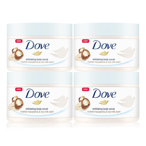 Dove Cream Shower Peeling Macadamia & Rice Milk, Pack of 4 (4 x 225 ml)